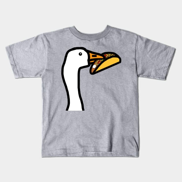 Portrait of a Gaming Goose Stealing a Taco Kids T-Shirt by ellenhenryart